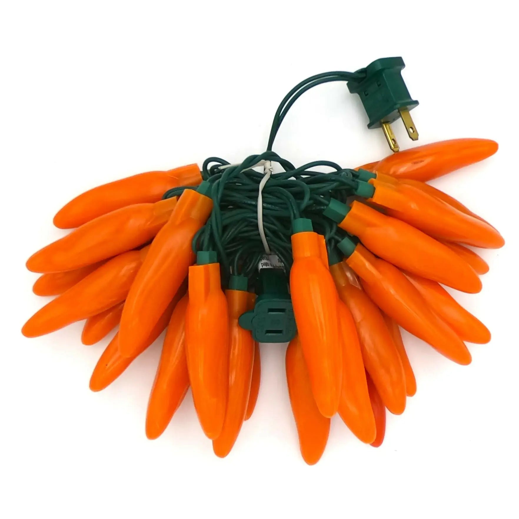 Colorful chili pepper string lights with green cord and plug for festive decoration