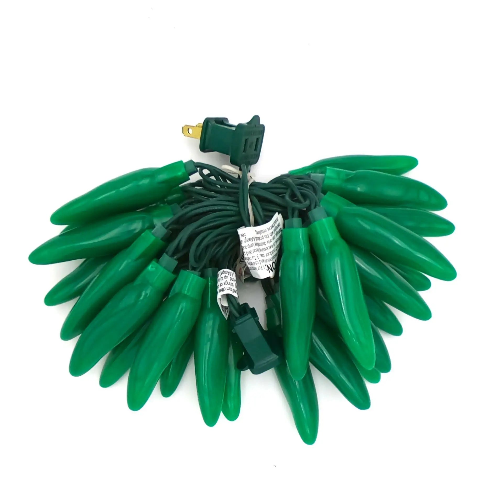 Coiled green outdoor chili pepper string lights with plug for festive decoration