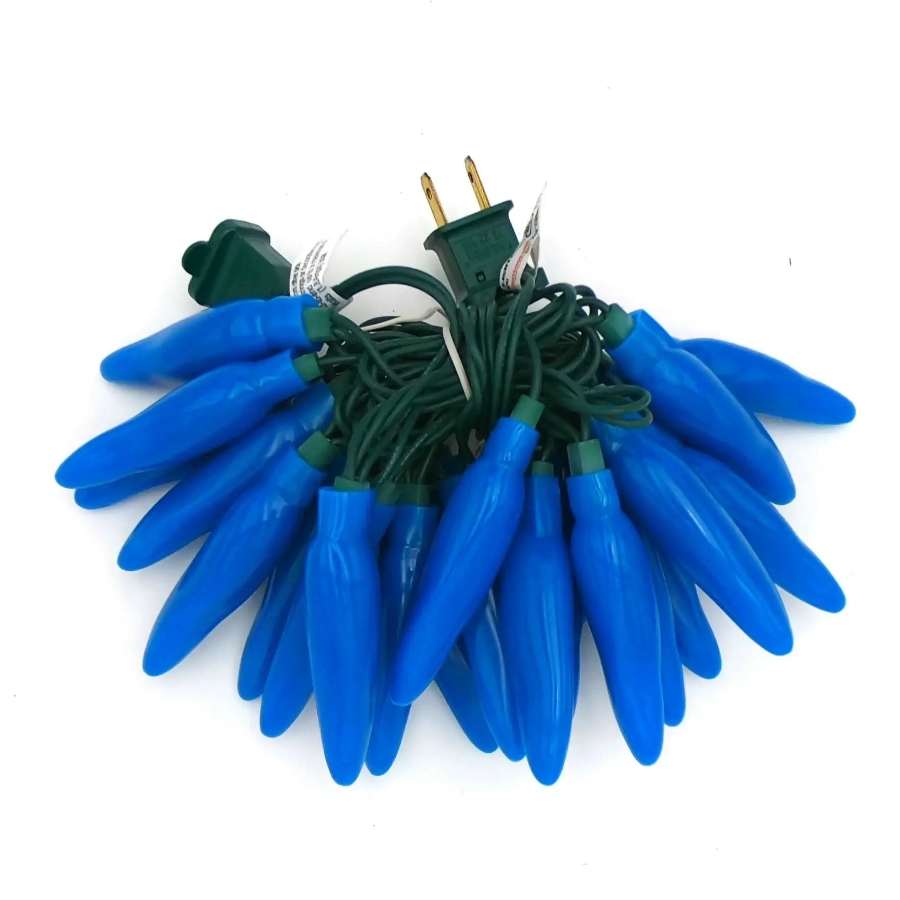 Blue chili pepper string lights with green cord and plug for Fiesta Style decoration
