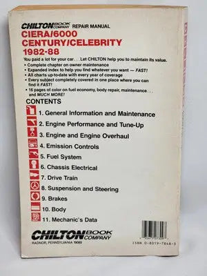 Chilton’s Repair Manual Celebrity/Century/Cutlass Ciera/6000 1982-92 Part# 7309 - Other