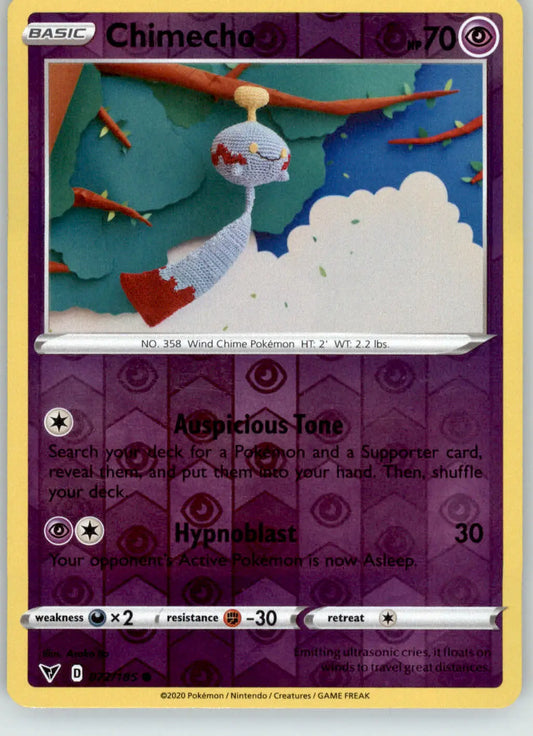 Chimecho - Vivid Voltage - 072/185 - Reverse Holo LP Pokemon - Pokémon Card Single