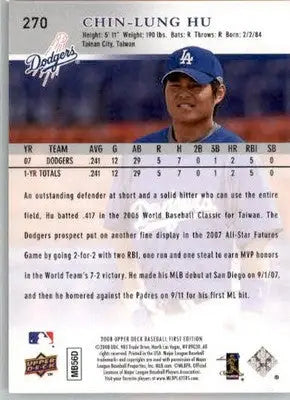 Chin-Lung Hu - 2008 Upper Deck First Edition - #270 - AUTO Baseball - Baseball Card Single