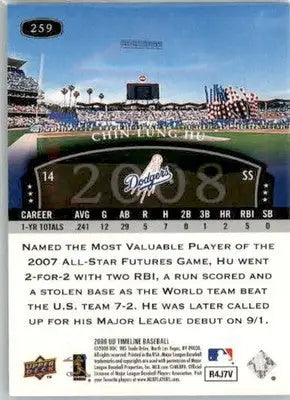 Chin-Lung Hu - 2008 Upper Deck Timeline - #259 - AUTO Baseball - Baseball Card Single