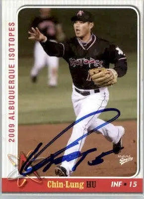 Chin-Lung Hu - 2009 MultiAd Albuquerque Isotopes - #17 - AUTO Baseball - Baseball Card Single