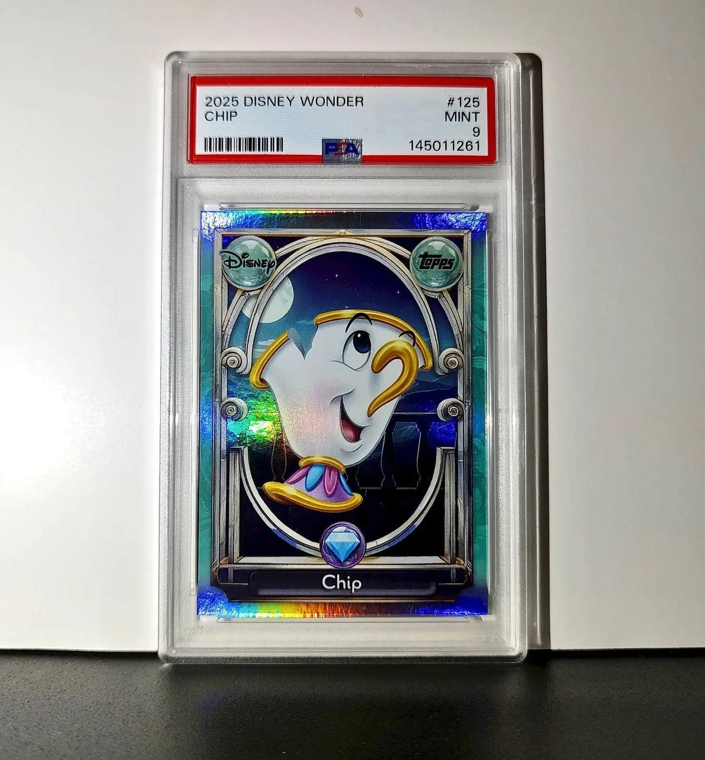 Chip 2025 Topps Disney Wonder #125 Diamond Card Beauty and the Beast PSA 9 - Non-Sports Card Single