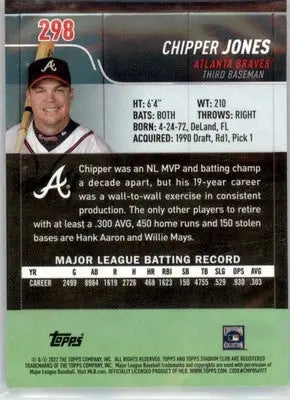 Chipper Jones - 2022 Stadium Club Chrome - #298 - Baseball - Baseball Card Single