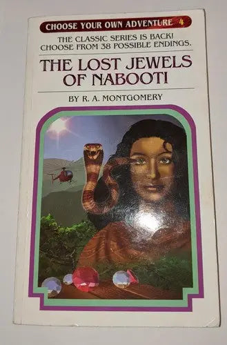 Choose Your Own Adventure Book 4 The Lost Jewels of Nabooti colorful illustrated cover on store shelf pulls