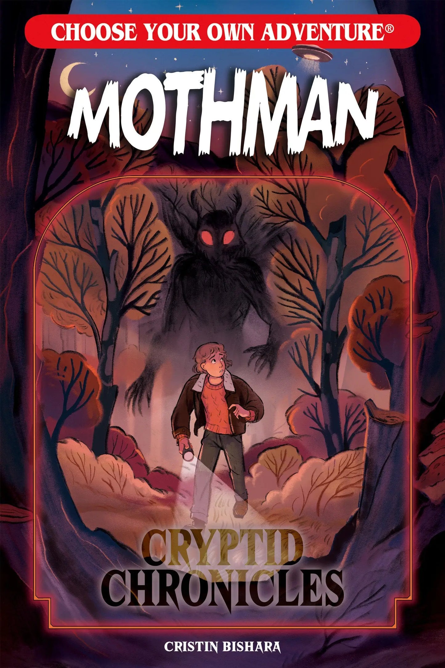 Book cover for Choose Your Own Adventure Cryptid Chronicles Mothman featuring Mothman illustration