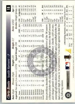Chris Bosio - 1997 Score Premium Stock - #18 - AUTO Baseball - Baseball Card Single