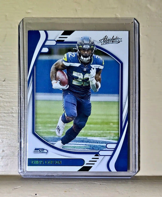 Chris Carson 2021 Panini NFL Absolute Green Parallel Football #87 Card Seahawks - Football Card Single