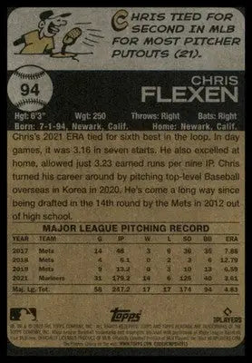 Chris Flexen 2022 Topps Heritage #94 Seattle Mariners - Baseball Card Single