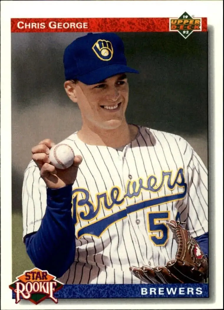 Chris George 1992 Upper Deck MLB #9 Star Rookies Baseball Card Milwaukee Brewers - Baseball Card Single