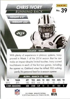 Chris Ivory - 2014 Panini Absolute - #39 - Retail Football - Football Card Single