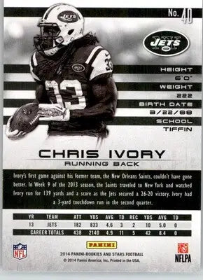 Chris Ivory - 2014 Panini Rookies & Stars - #40 - Football - Football Card Single