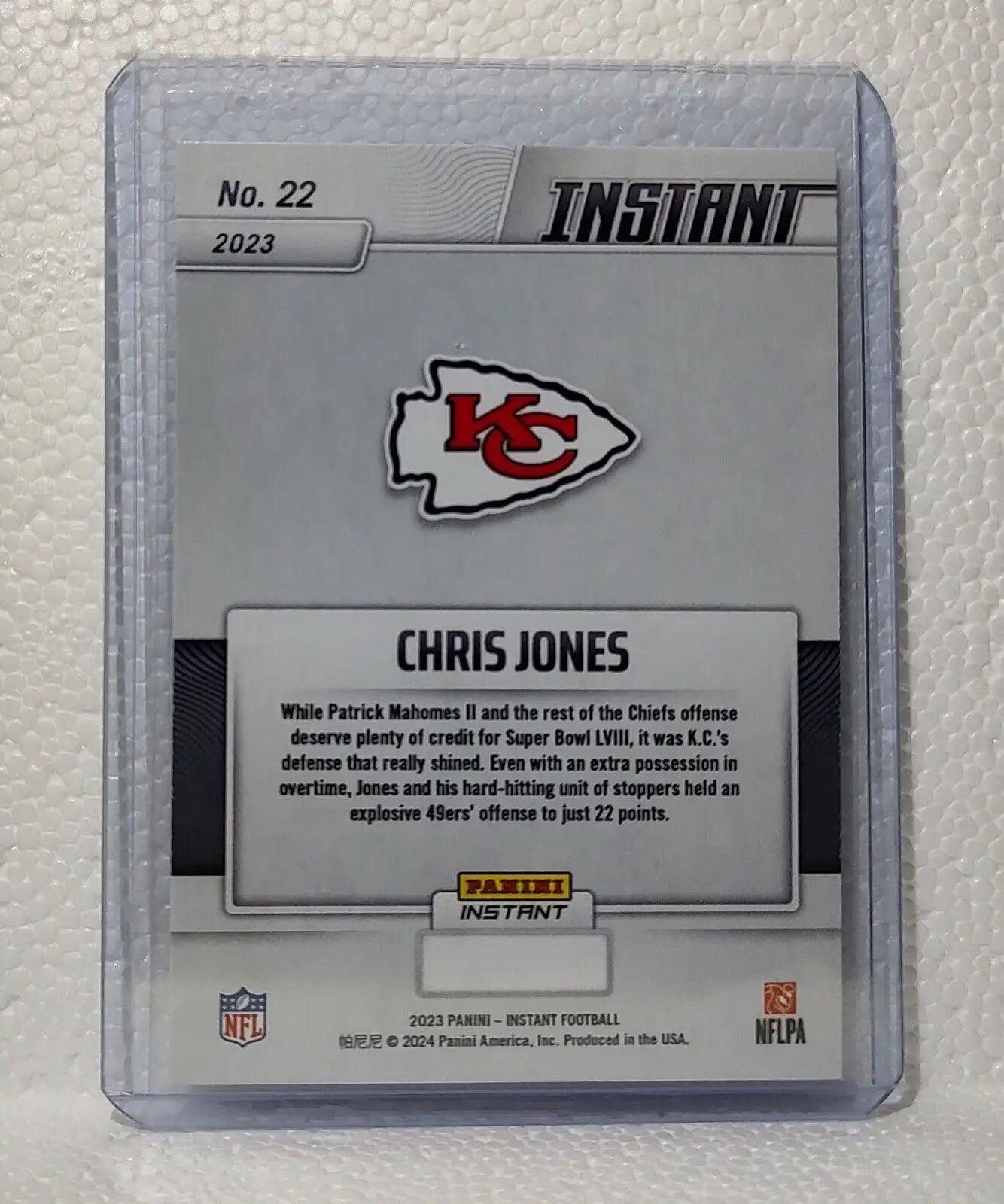 Chris Jones 2023 Panini NFL Superbowl Champions #22 Card Kansas City Chiefs