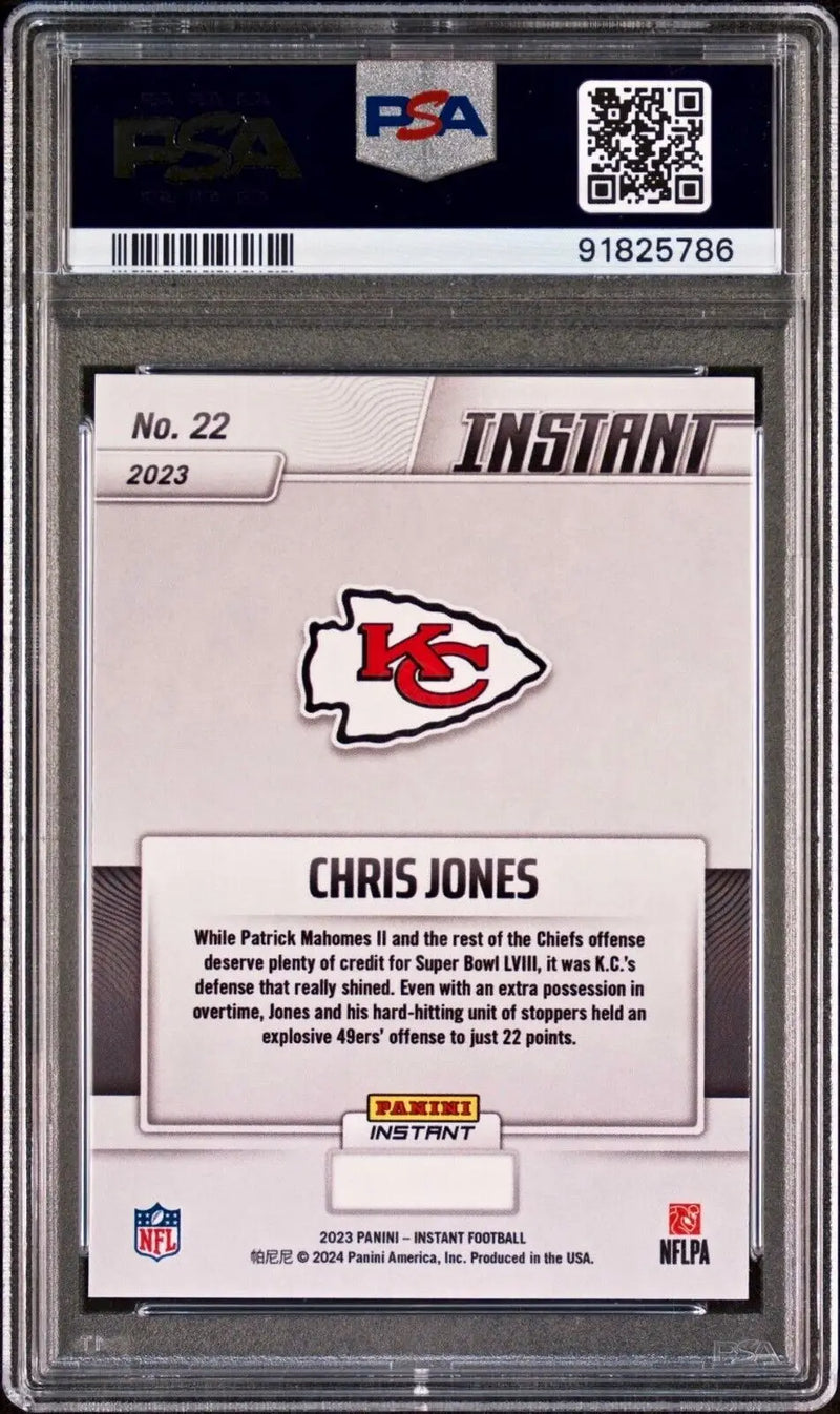 Chris Jones 2023 Panini NFL Superbowl Champions #22 Card PSA 9 Mint