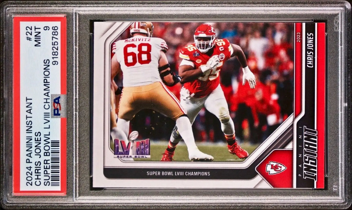 Chris Jones 2023 Panini NFL Superbowl Champions #22 Card PSA 9 Mint - Football Card Single
