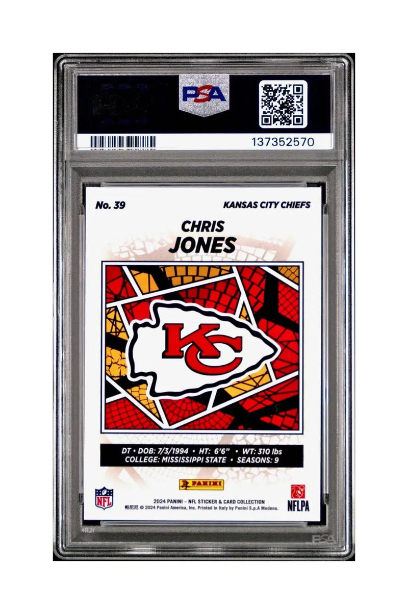 Chris Jones 2024 Panini Sticker Collection 237/349 #39 Blue Foil PSA 8 NM-MT - Football Card Single