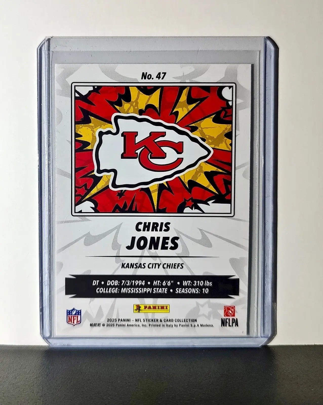 Chris Jones 2025 Panini NFL #47 Sticker Card Kansas City Chiefs