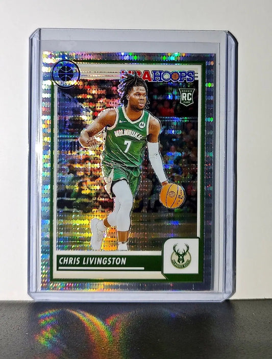Chris Livingston 2023-24 Panini Premium NBA Hoops #99 Rookie Pulsar Prizm Bucks - Basketball Card Single