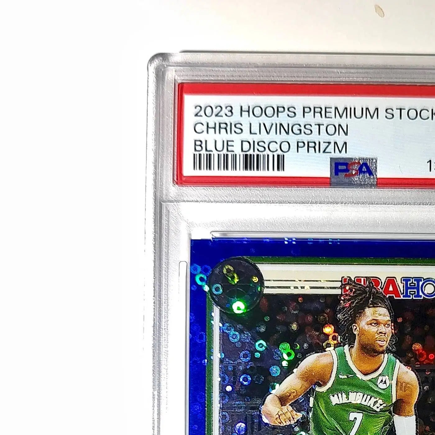Chris Livingston 2023 Panini Hoops Premium #99 93/99 Blue Disco Prizm PSA 10 Gem