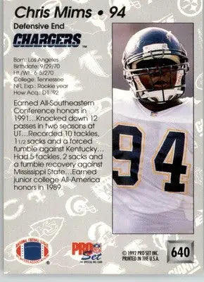 Chris Mims - 1992 Pro Set - #640 - Football - Football Card Single