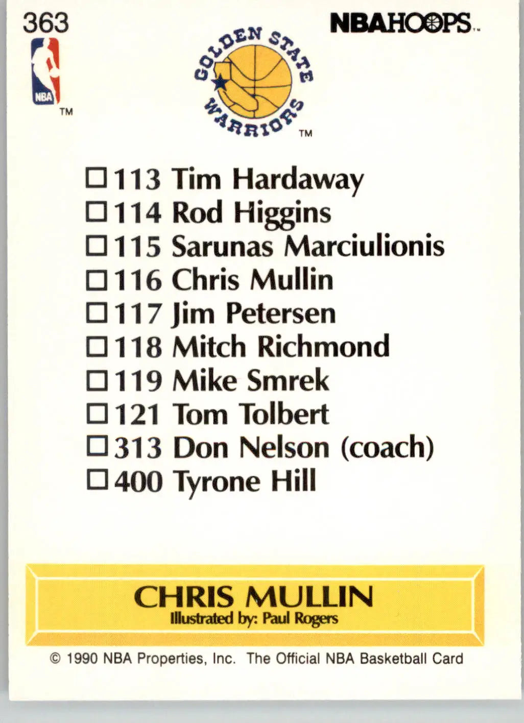 Chris Mullin - 1990-91 Hoops - #363 - Basketball - Basketball Card Single