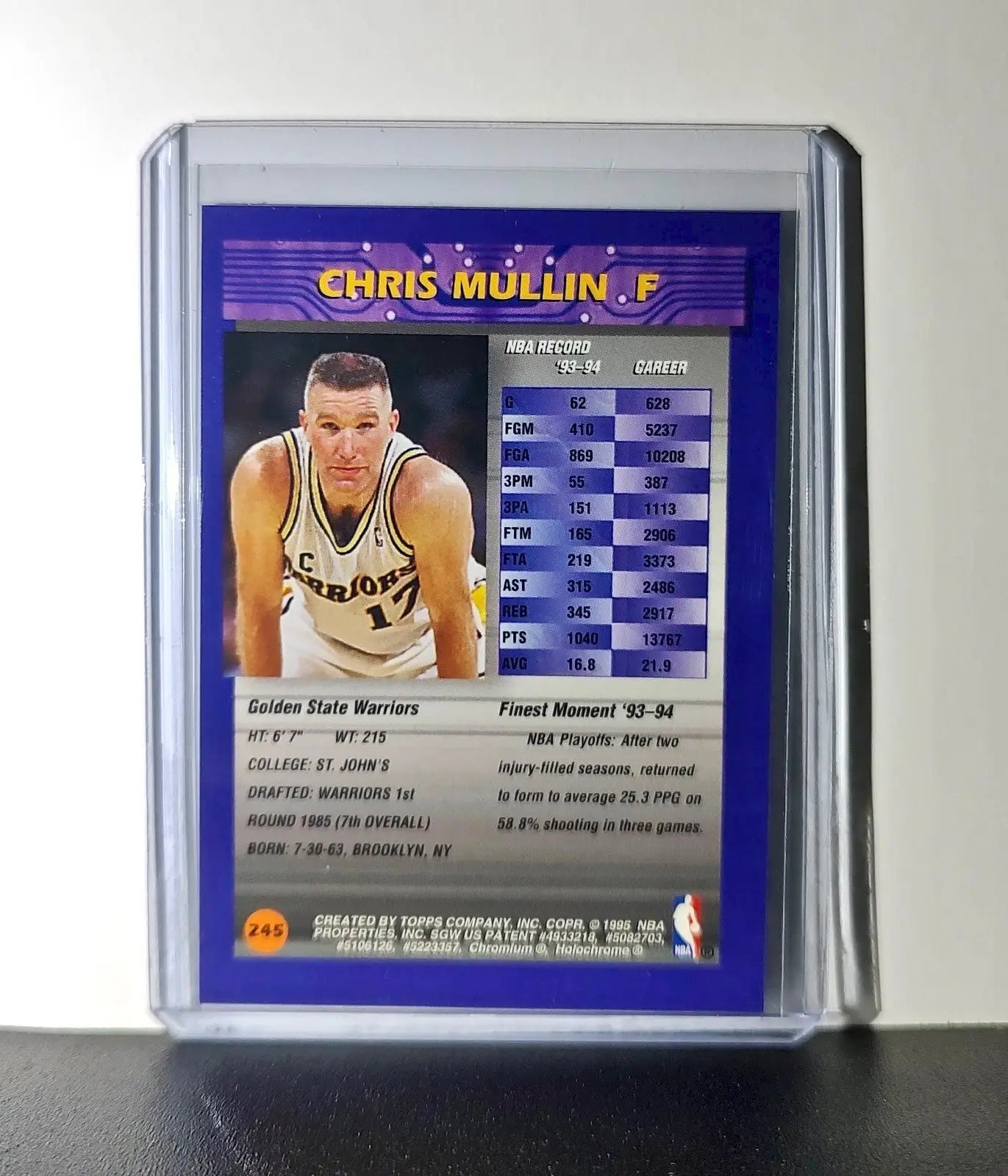 Chris Mullin 1994-95 Topps Finest #245 Basketball Card
