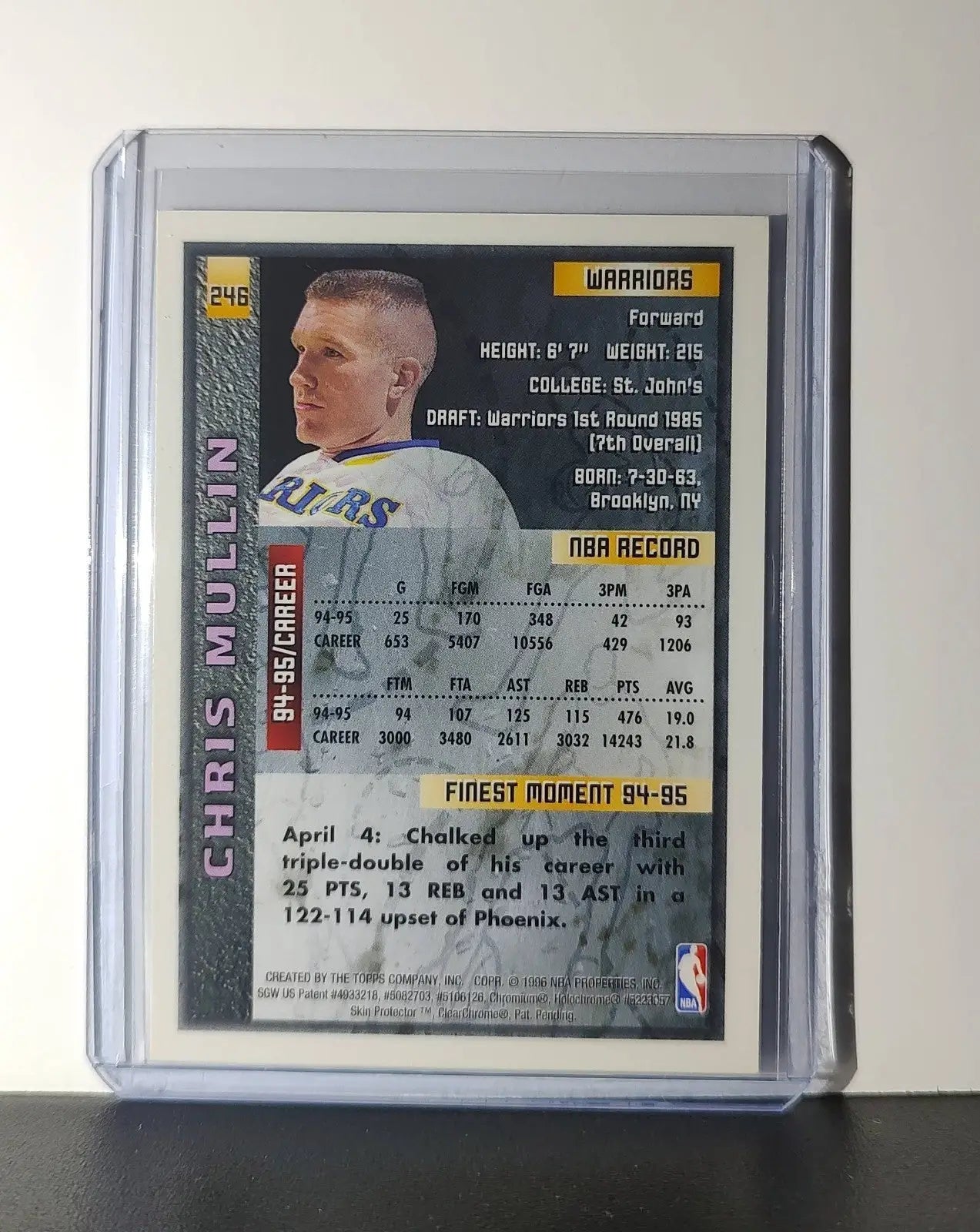 Chris Mullin 1995-96 Topps Finest NBA #246 Card Warriors - Basketball Card Single