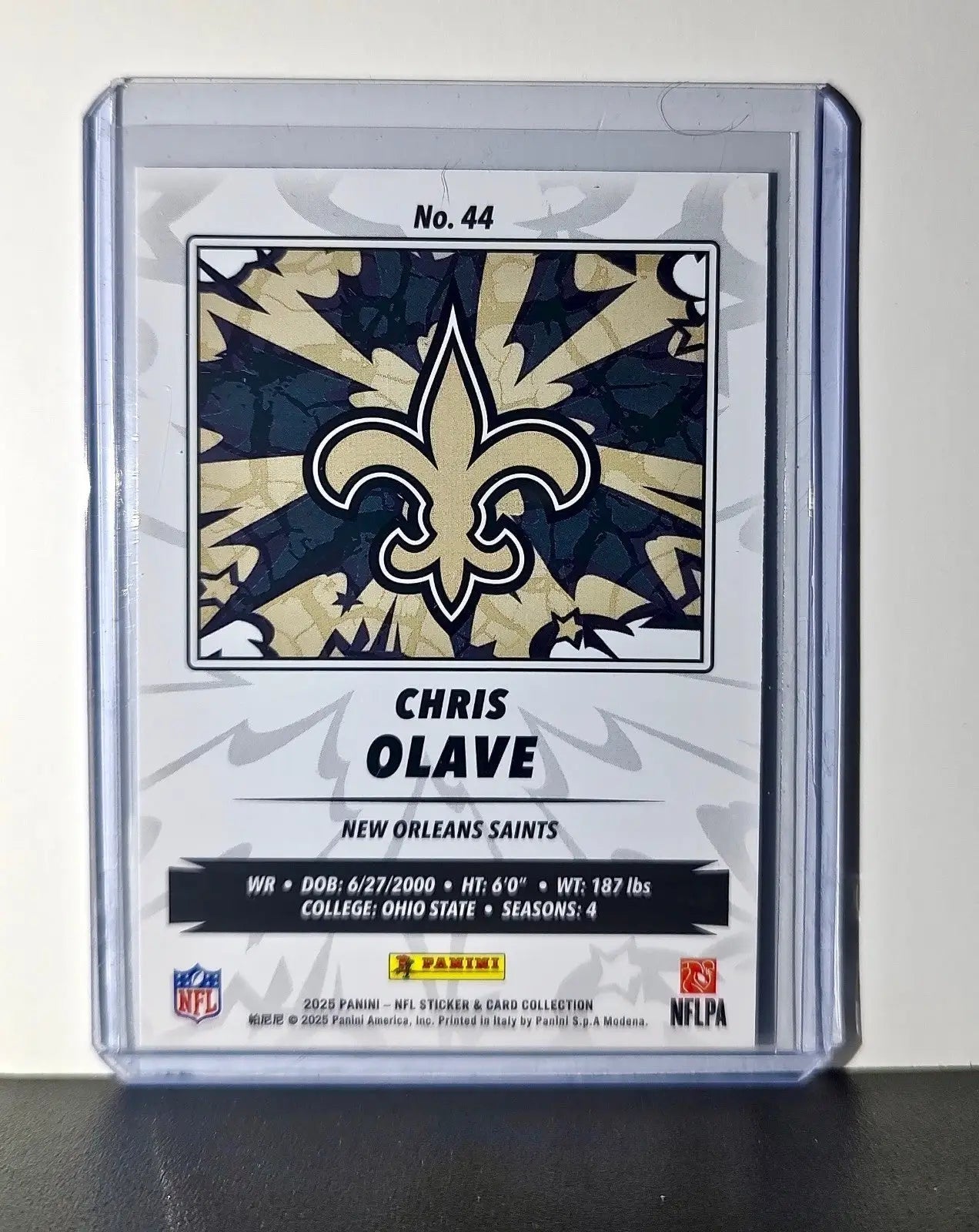 Chris Olave 2025 Panini NFL #44 Foil Sticker Card New Orleans Saints - Football Card Single
