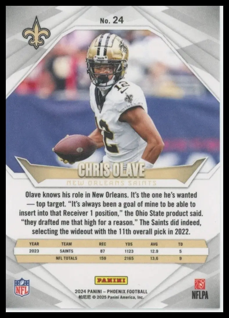 Chris Olave New Orleans Saints Football Card 2024 Panini Phoenix #24 NFL Sports - Football Card Single