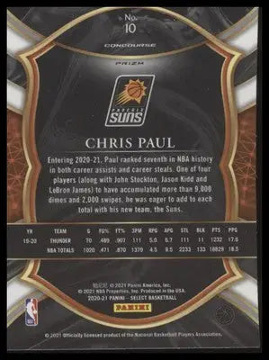 Chris Paul 2020-21 Panini Select Red White Orange Shimmer #10 Phoenix Suns - Basketball Card Single