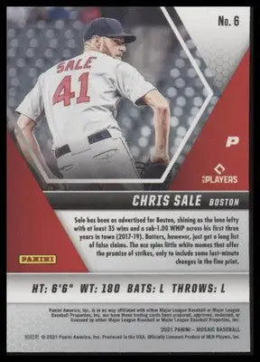 Chris Sale 2021 Panini Mosaic #6 Boston Red Sox - Baseball Card Single
