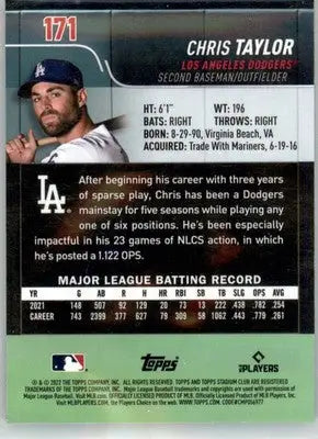 Chris Taylor - 2022 Stadium Club Chrome - #171 - Baseball - Baseball Card Single