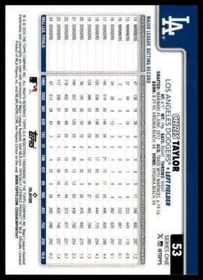 Chris Taylor 2025 Topps #53 Los Angeles Dodgers - Baseball Card Single