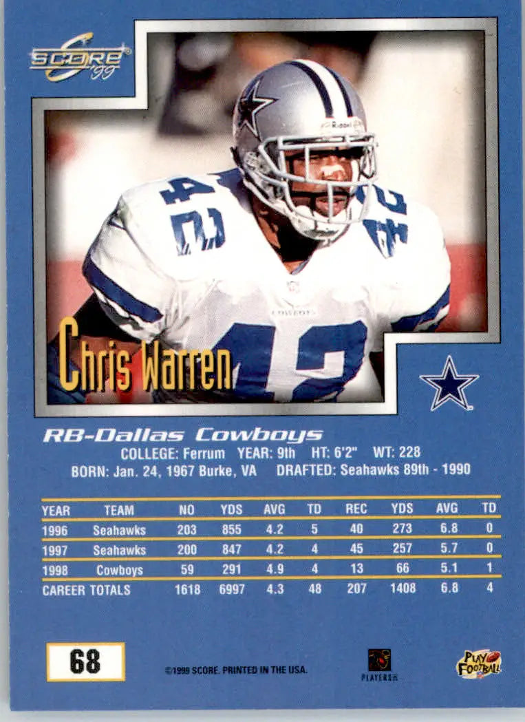 Chris Warren - 1999 Score - #68 - Football - Football Card Single