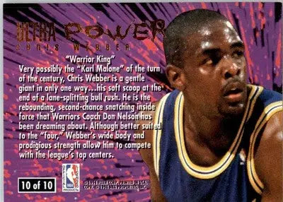 Chris Webber - 1994-95 Ultra - #10 - Ultra Power Basketball - Basketball Card Single