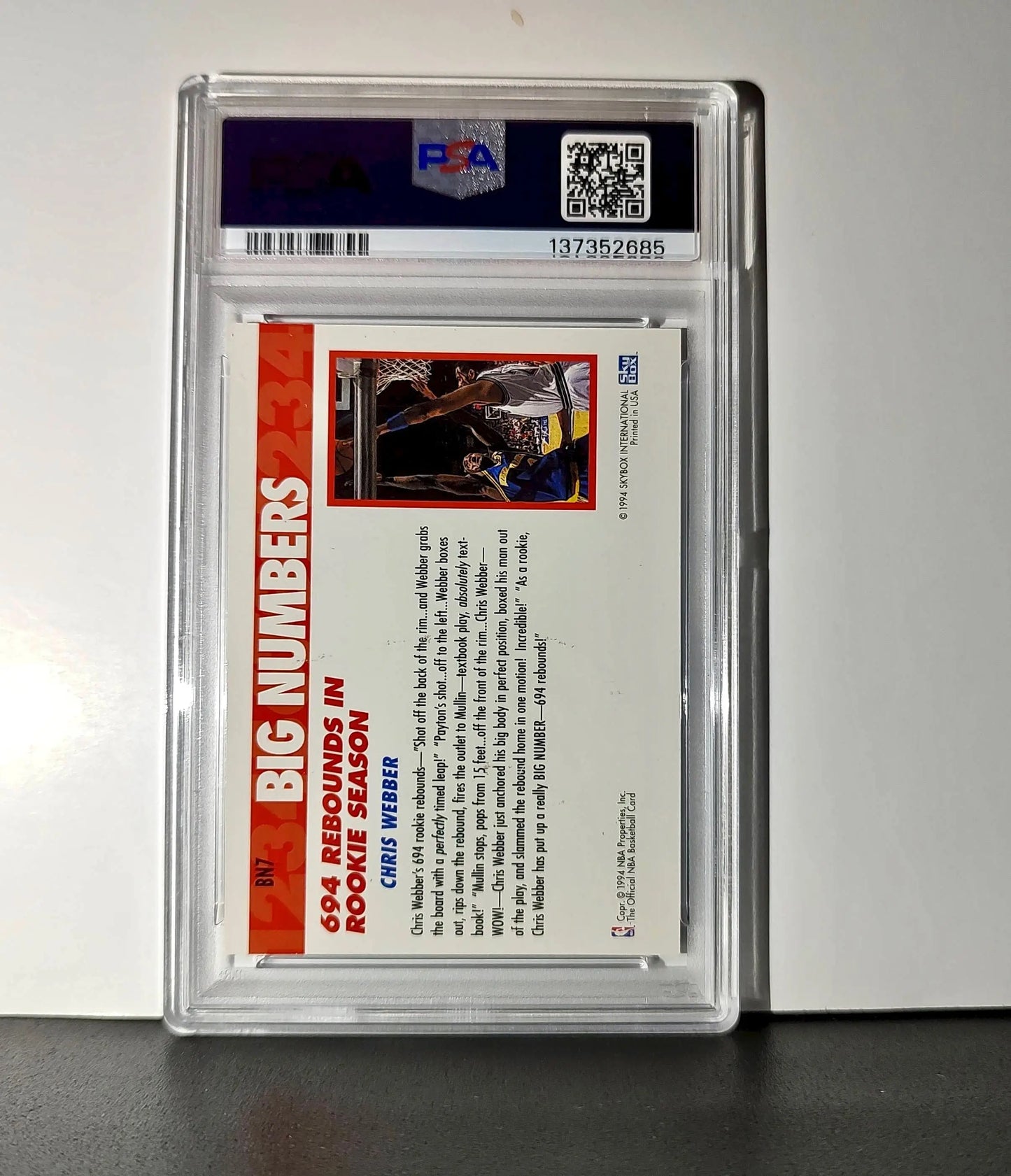 Chris Webber 1994 NBA Hoops Big Numbers #BN7 Rainbow PSA 8 NM-MT - Basketball Card Single