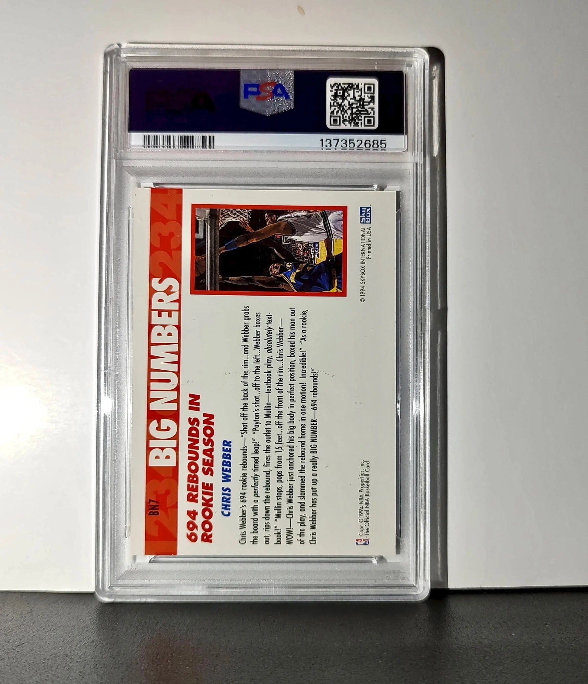 Chris Webber 1994 NBA Hoops Big Numbers #BN7 Rainbow PSA 8 NM-MT - Basketball Card Single