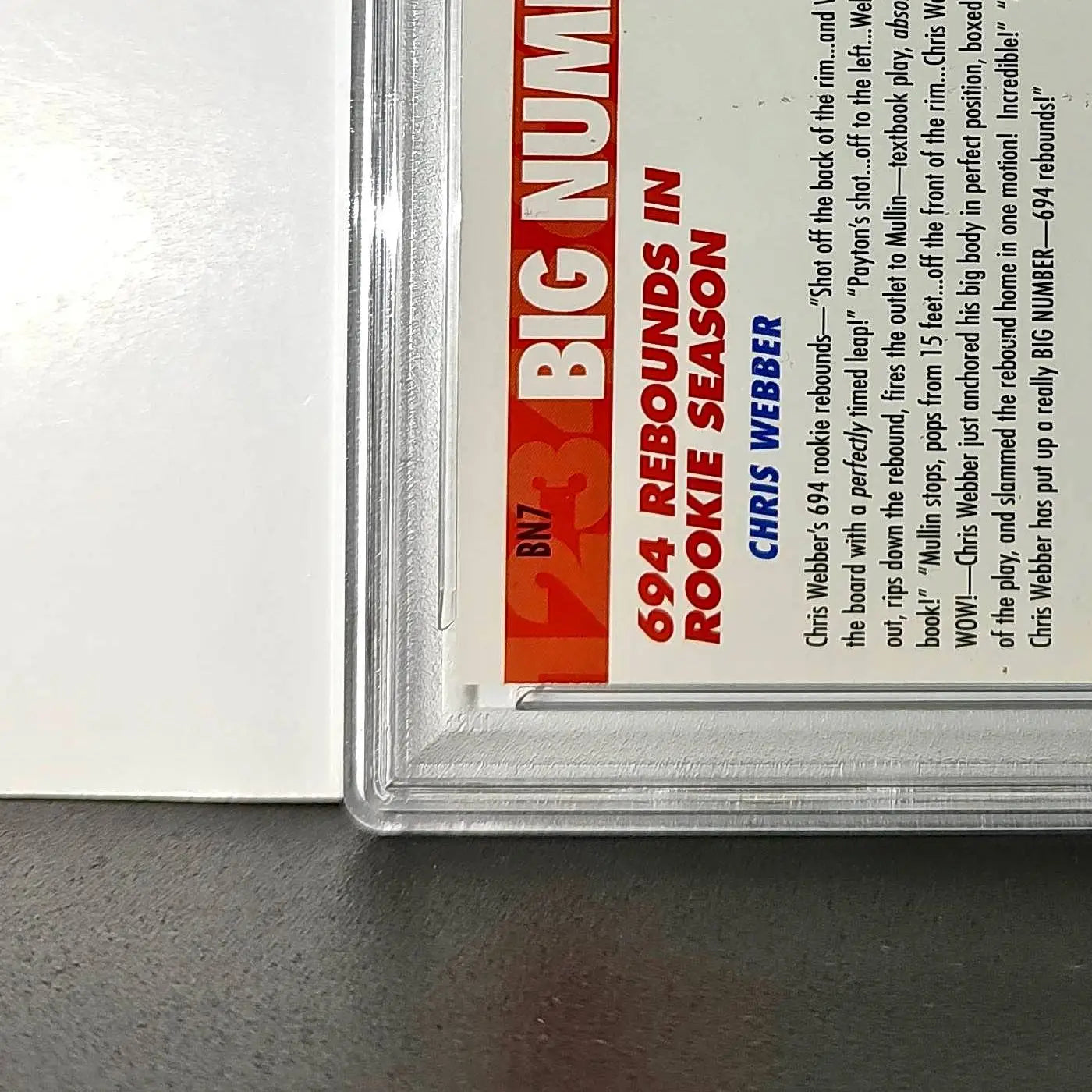 Chris Webber 1994 NBA Hoops Big Numbers #BN7 Rainbow PSA 9 Mint - Basketball Card Single