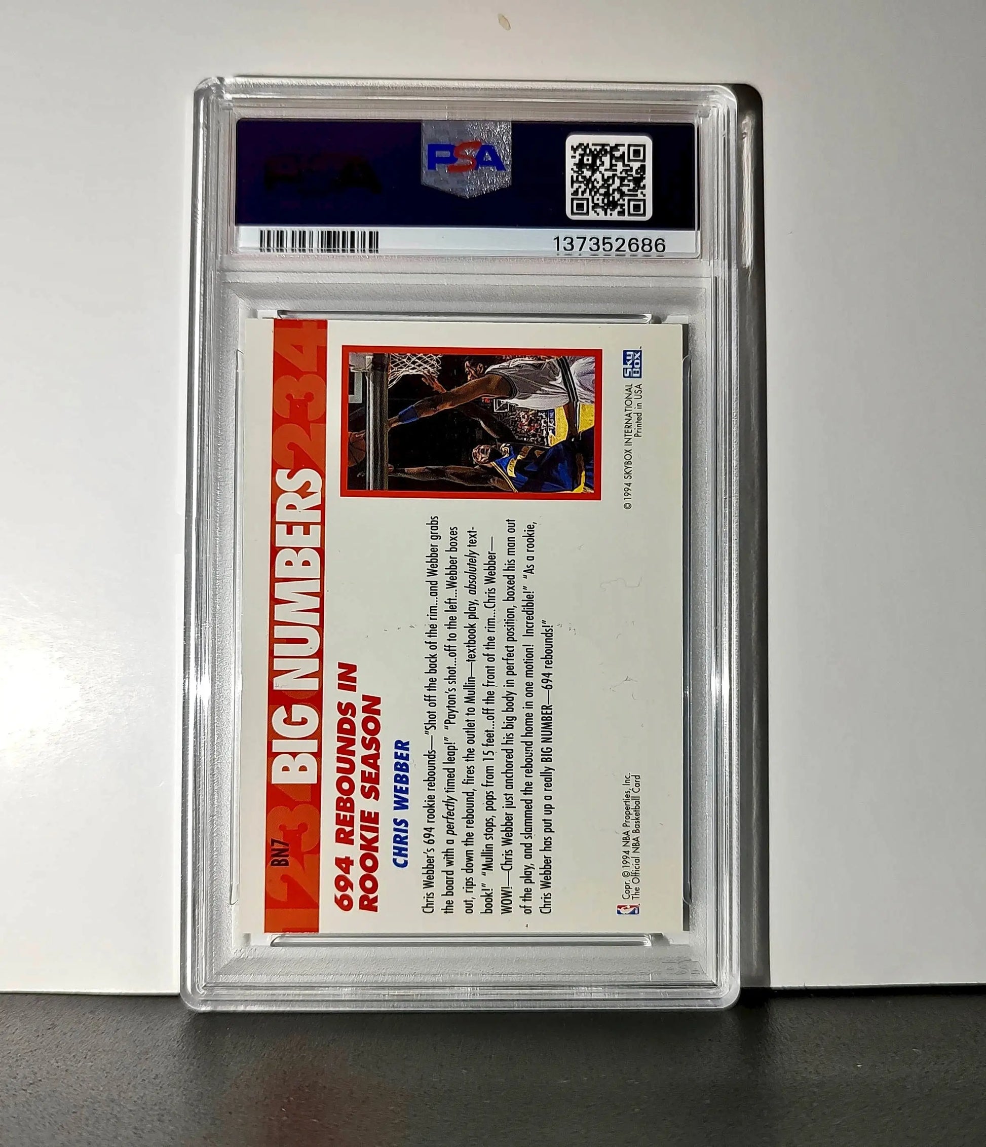 Chris Webber 1994 NBA Hoops Big Numbers #BN7 Rainbow PSA 9 Mint - Basketball Card Single