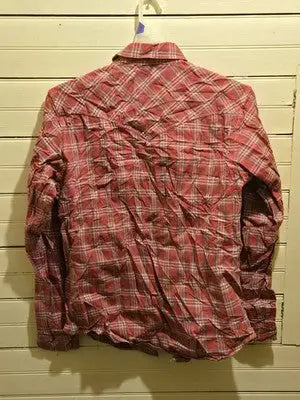Christian Audigier Shirt Men’s M Red Plaid Long Sleeve Western Pockets - Apparel