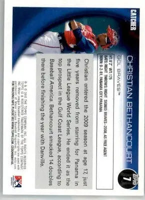 Christian Bethancourt - 2010 Topps Pro Debut - #7 - AUTO Baseball - Baseball Card Single