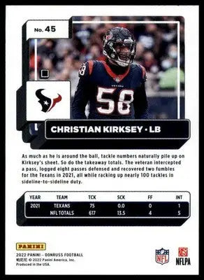 Christian Kirksey 2022 Donruss #45 Houston Texans - Football Card Single