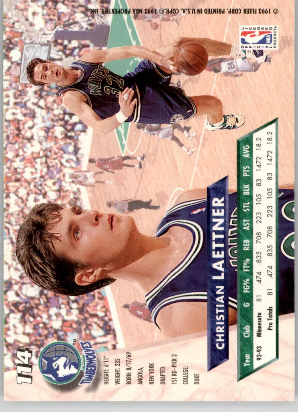 Christian Laettner - 1993-94 Ultra - #114 - Basketball - Basketball Card Single