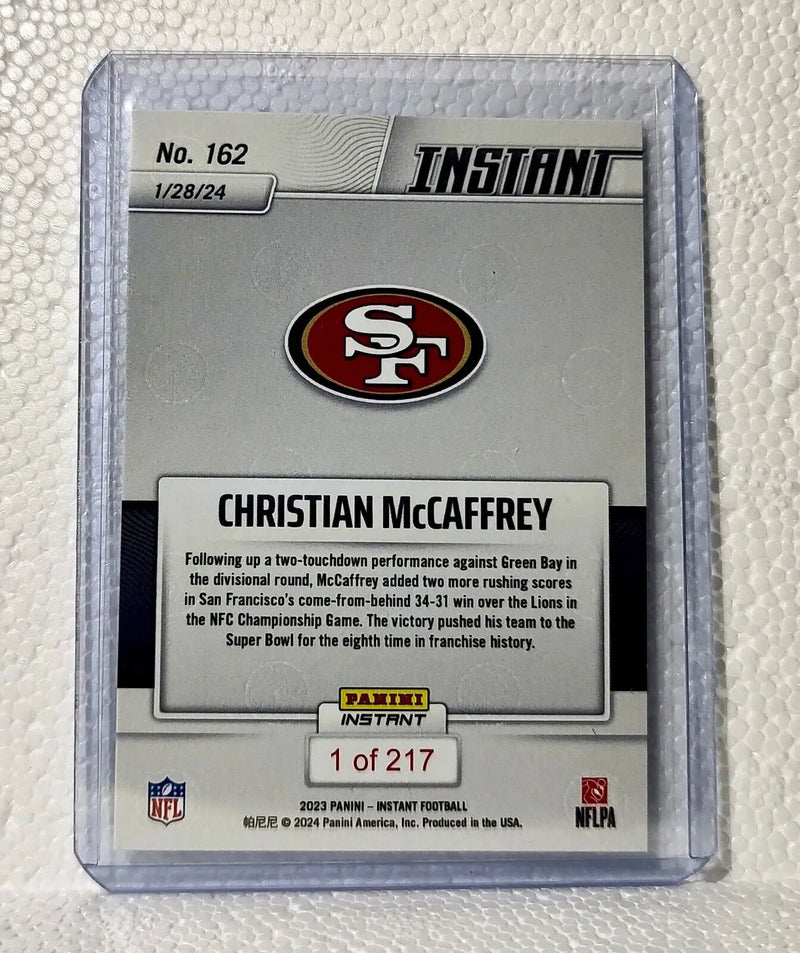 Christian McCaffrey 2023 Panini Football #162 Card 49ers NFC Champions 1 of 217