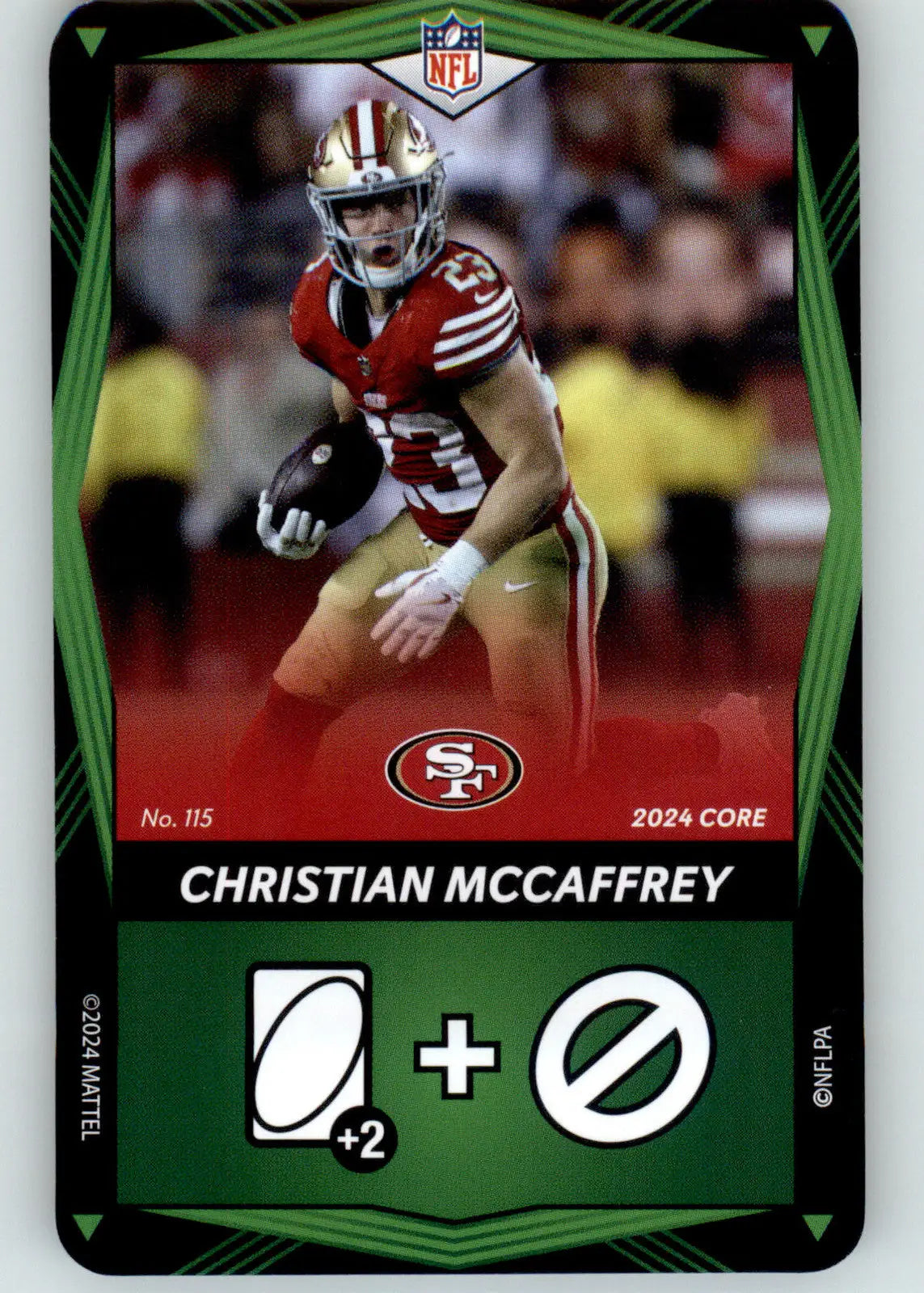 Christian McCaffrey - 2024 UNO Elite Core Edition - Green - #115 - Football - Football Card Single
