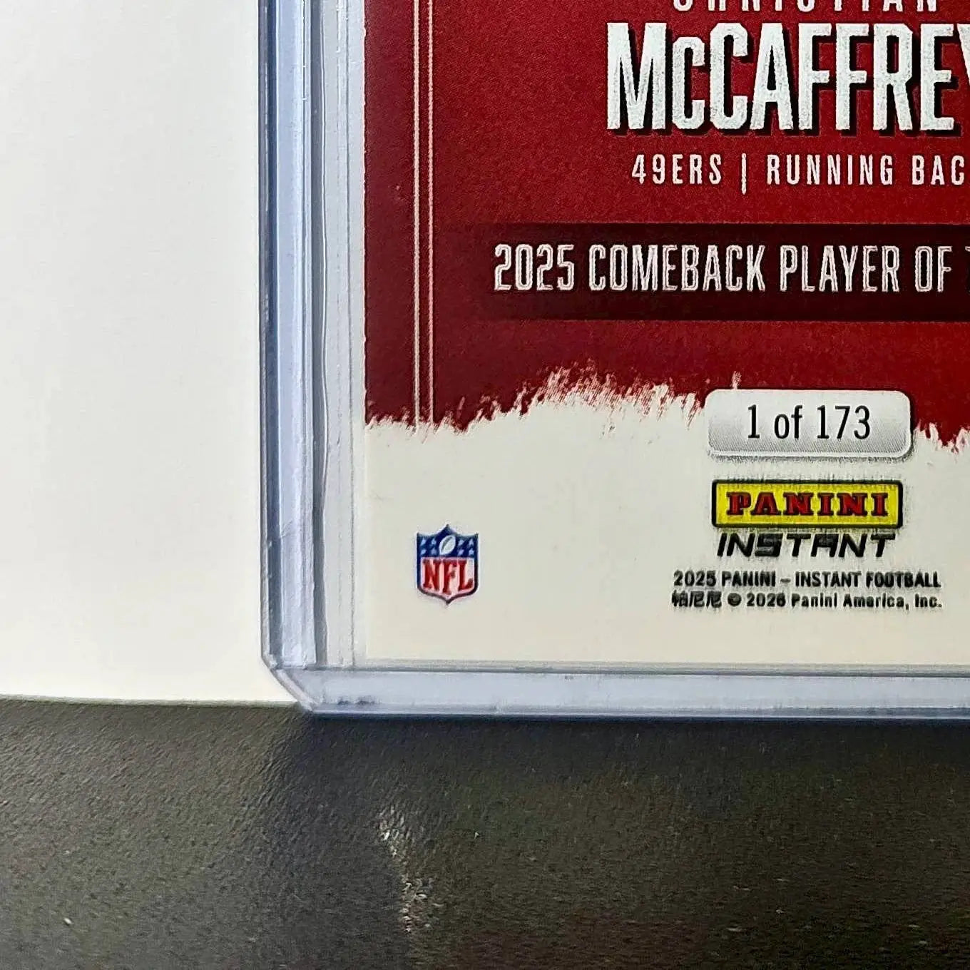 Christian McCaffrey 2025 Panini NFL Comeback Player of the Year Card 1 of 173 - Football Card Single