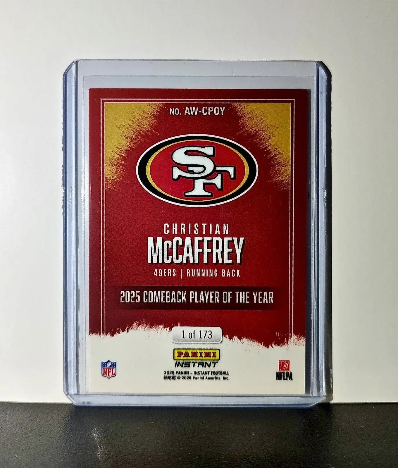 Christian McCaffrey 2025 Panini NFL Comeback Player of the Year Card 1 of 173 - Football Card Single