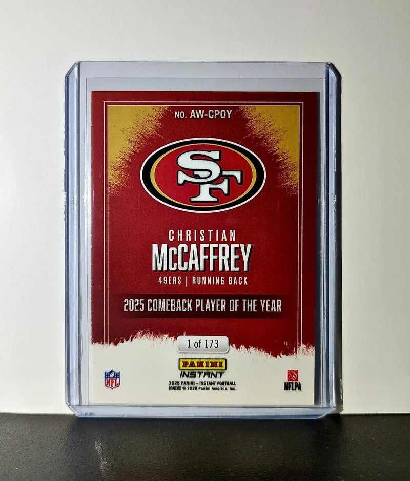 Christian McCaffrey 2025 Panini NFL Comeback Player of the Year Card 1 of 173 - Football Card Single